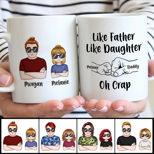 Like Father Like Daughter Fist Bump Gift For Father Personalized Custom Ceramic Mug