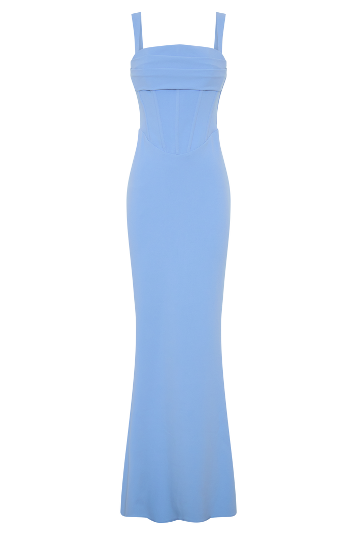 Luella Crepe Corset Maxi Dress - Cornflower Blue