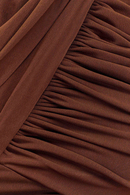 Lydia Slinky Asymmetrical Halter Top - Chocolate