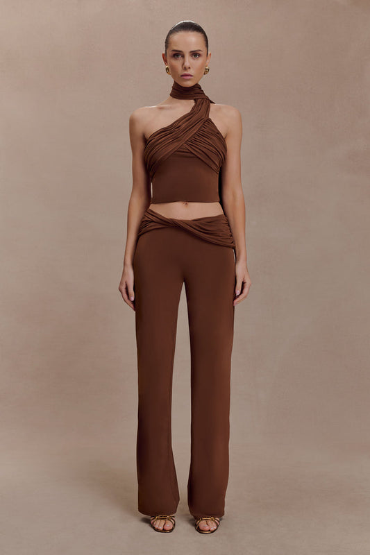Lydia Slinky Straight Leg Pants - Chocolate