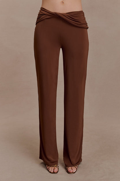 Lydia Slinky Straight Leg Pants - Chocolate