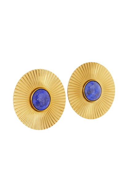 Maisie Round Gemstone Earrings - Gold