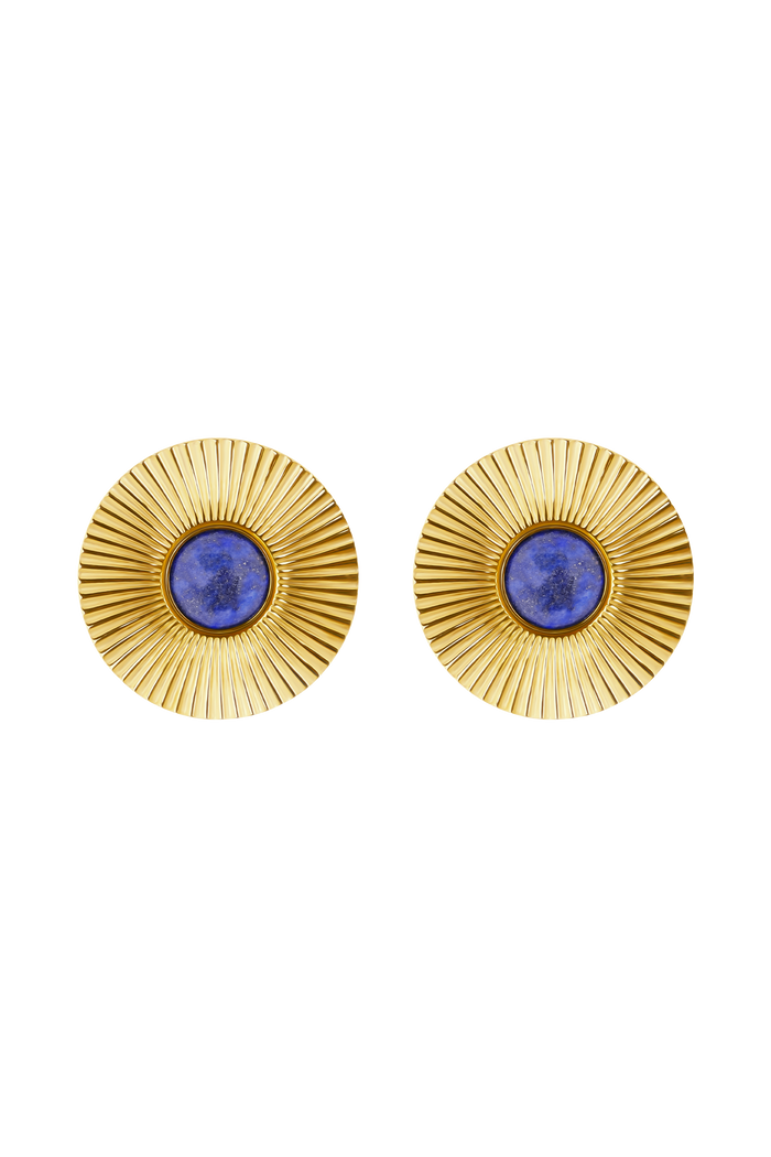 Maisie Round Gemstone Earrings - Gold