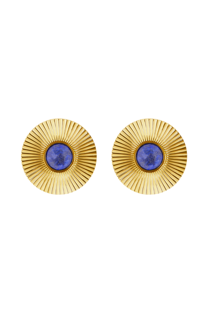 Maisie Round Gemstone Earrings - Gold