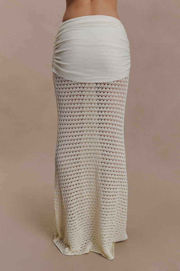 Mania Crochet Maxi Skirt With Hardware - Ivory