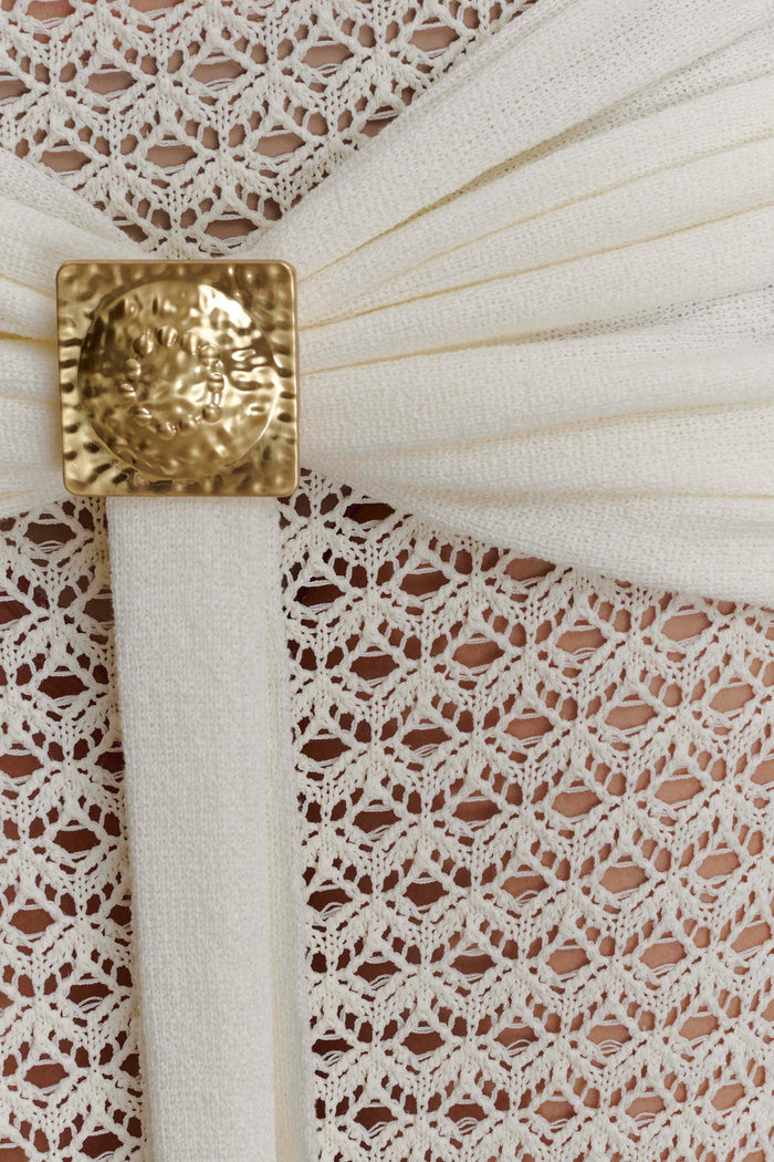 Mania Crochet Maxi Skirt With Hardware - Ivory