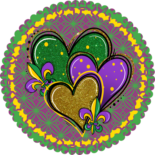 Mardi Gras Heart Sign, Wreath Supplies, Wreath Center