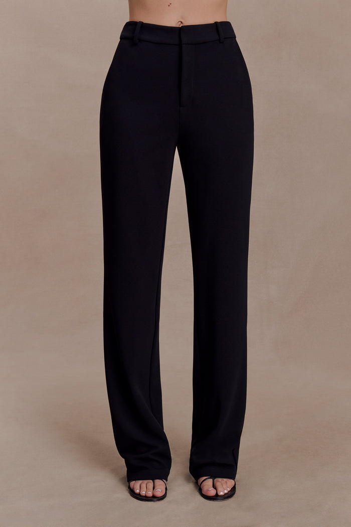 Maude Crepe Straight Leg Pants - Black