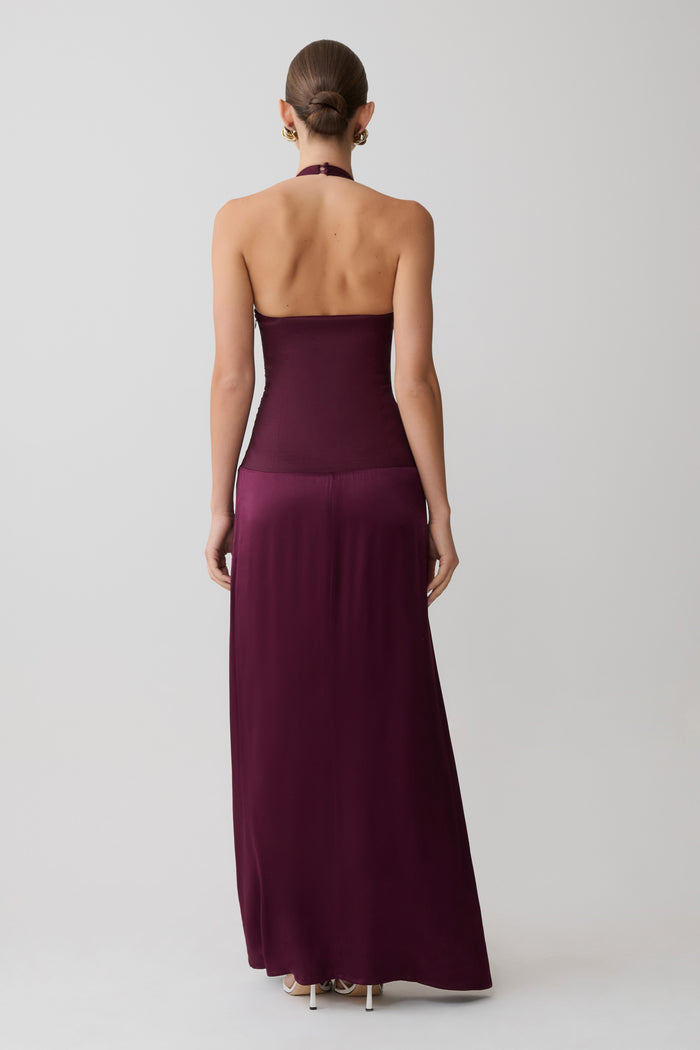 Maura Taffeta And Satin Maxi Dress - Wine