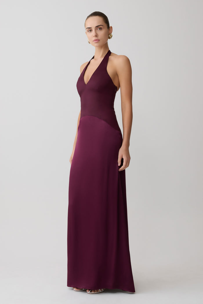 Maura Taffeta And Satin Maxi Dress - Wine