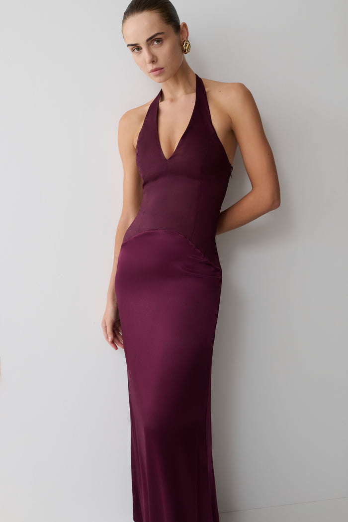 Maura Taffeta And Satin Maxi Dress - Wine