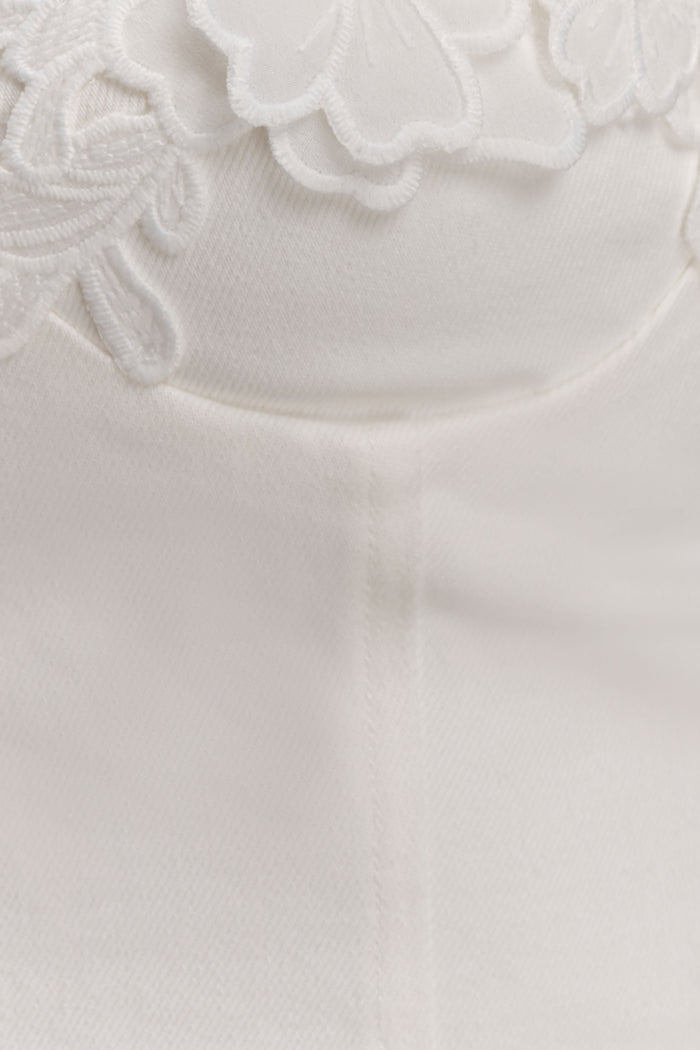 Melany Applique Denim Bustier - White