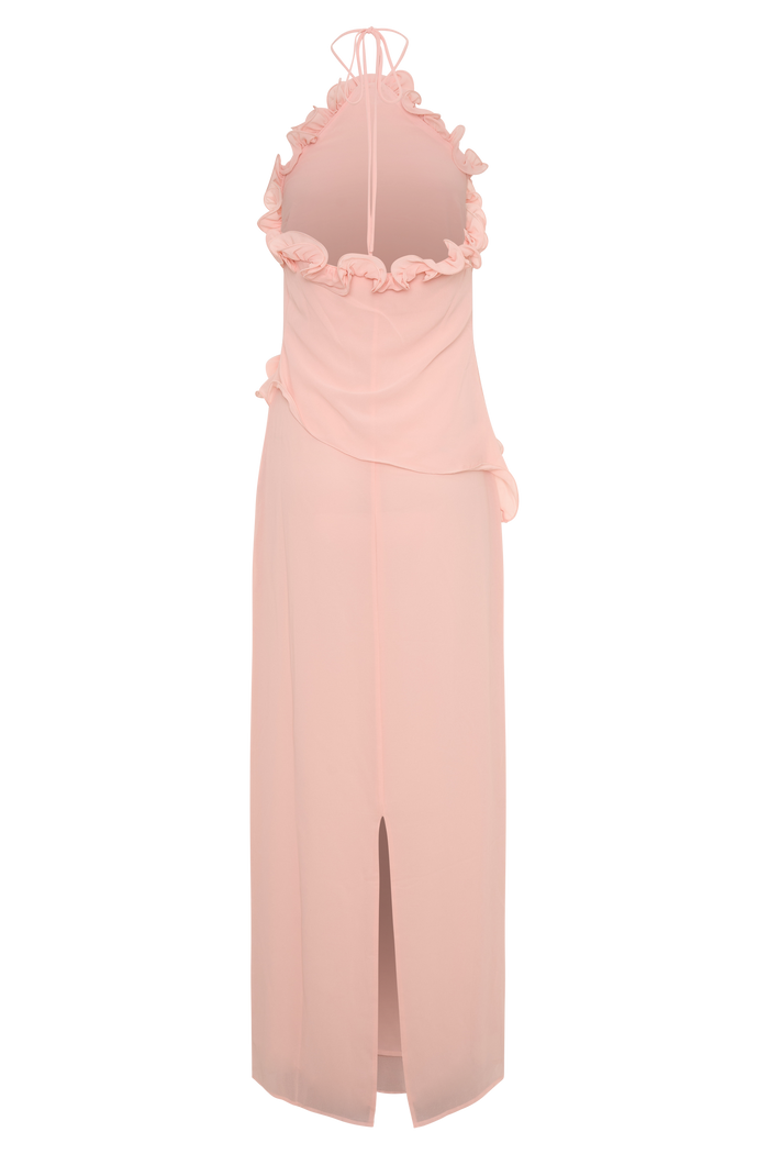 Melissa Chiffon Flower Maxi Dress - Baby Pink