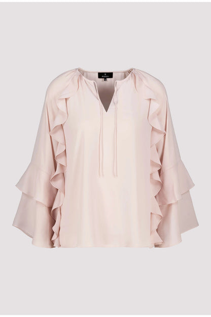 Monari 809721 Blouse Rosewater with ruffle sleeves by Monari, shop the vendor at Dotique for elegant tops