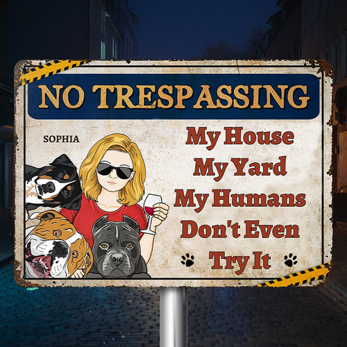 My House My Yard Warning Sign Gift For Pet Lover Personalized Custom Metal Sign