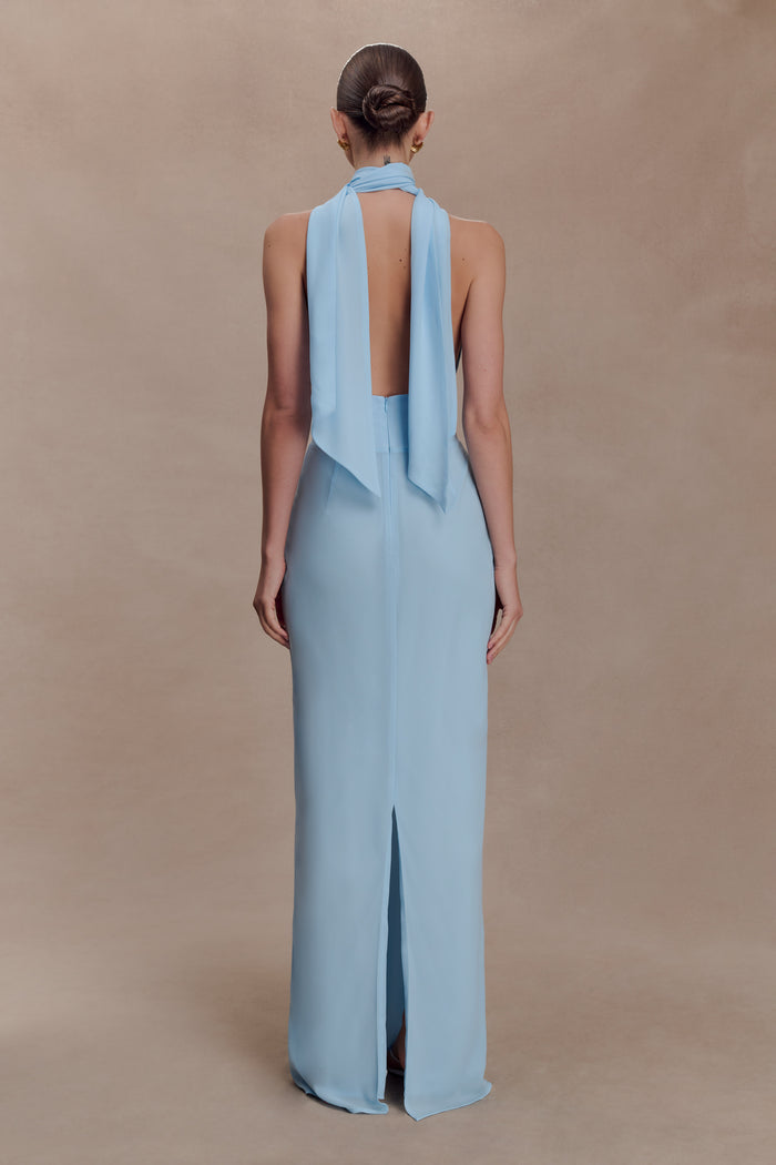 Nadine Halter Chiffon Maxi Dress - Blue