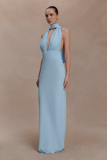 Nadine Halter Chiffon Maxi Dress - Blue