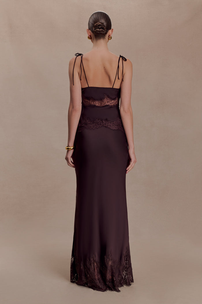 Nina Satin And Lace Camisole - Chocolate