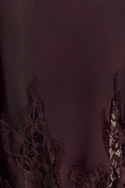 Nina Satin And Lace Maxi Skirt - Chocolate