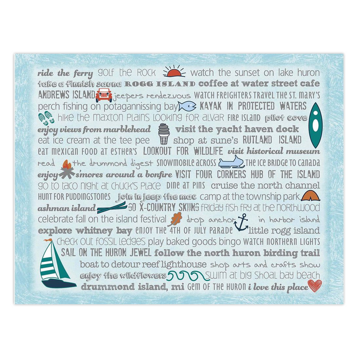 Notecards - Set of 10 Drummond Island Bucket List