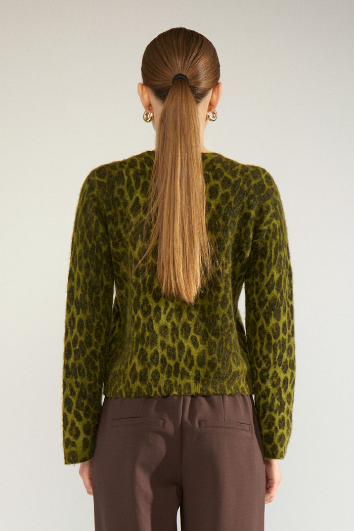 Back view of Numph 707215 Nuriette Leo Jumper Calla Green by Numph, shop the brand at Dotique for knitwear options