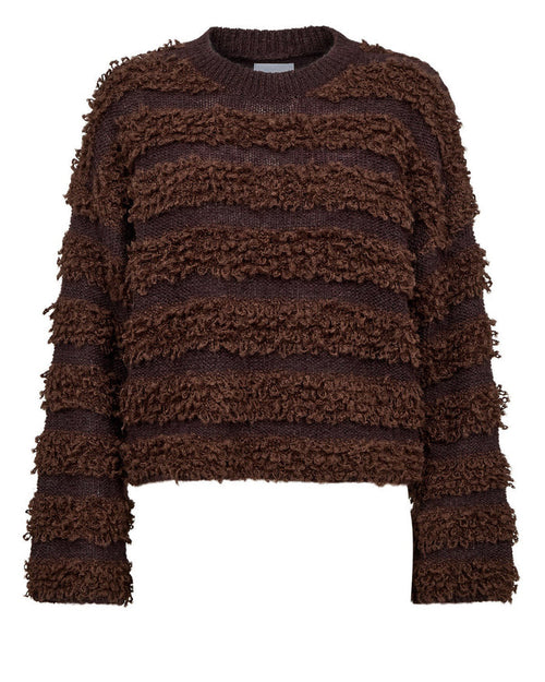 Shop the Nümph NUSHEEBA Pullover in Black Coffee at Dotique. A rich chocolate brown textured knit with wool and alpaca in a relaxed cropped shape.