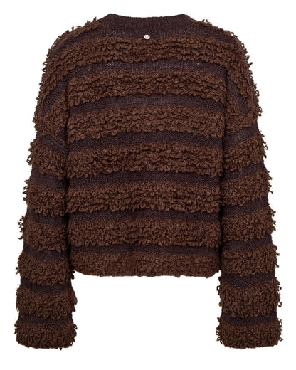 Shop the Nümph NUSHEEBA Pullover in Black Coffee at Dotique. A rich chocolate brown textured knit with wool and alpaca in a relaxed cropped shape.