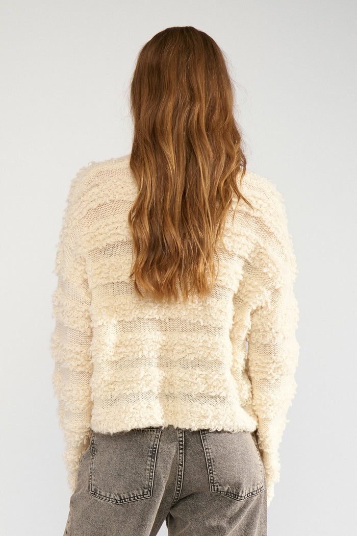 Rear view of Numph 707238 Nusheeba Jumper Pristine by Numph, shop the brand at Dotique for textured knitwear options