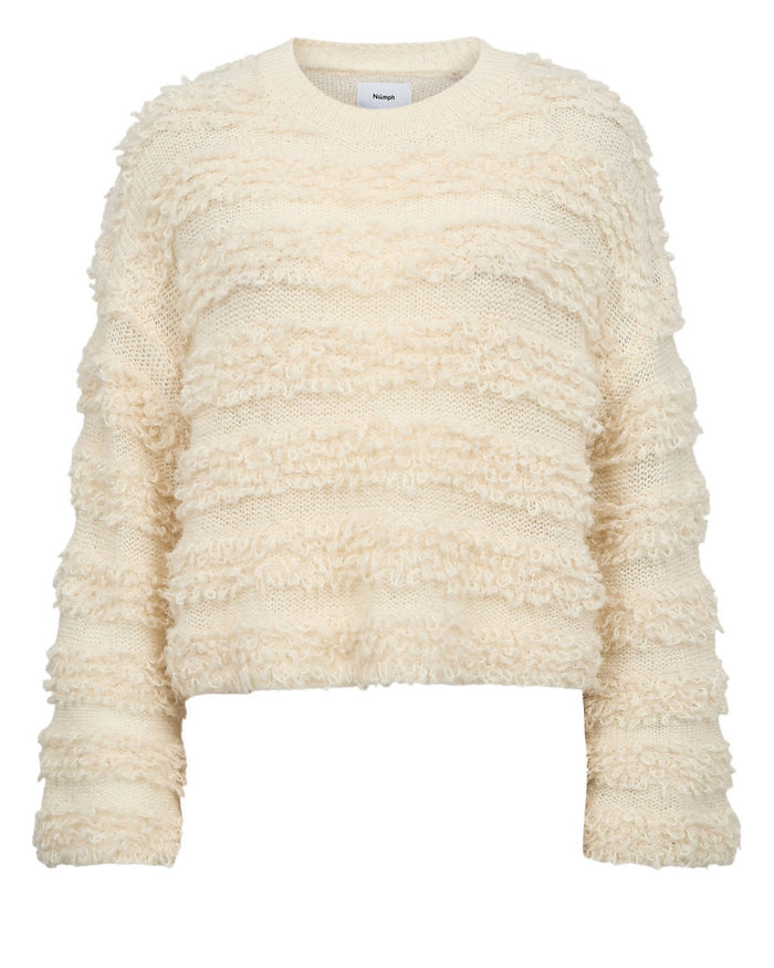 Numph 707238 Nusheeba Jumper Pristine by Numph, textured knitwear, shop Numph at Dotique for cozy styles