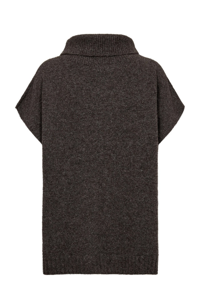 Back view of Numph 707241 Nujoline Poncho Black Coffee by Numph, shop the vendor at Dotique for cozy layering options
