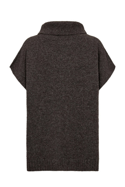 Back view of Numph 707241 Nujoline Poncho Black Coffee by Numph, shop the vendor at Dotique for cozy layering options