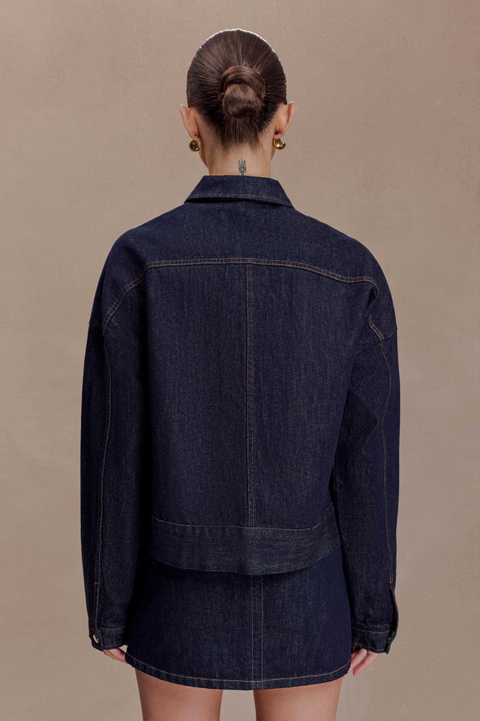 Olandria Oversized Jacket Top - Washed Indigo Blue