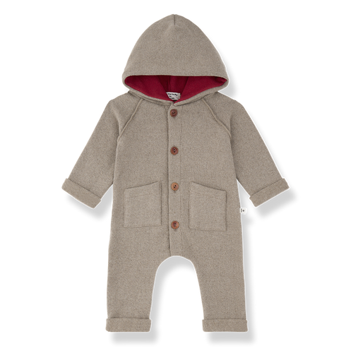 one piece cotton button down long romper with hood - canapa