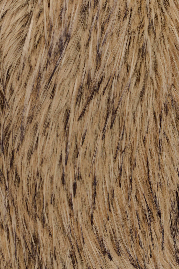 Ottie Mongolian Faux Fur Cropped Jacket - Brown Multi