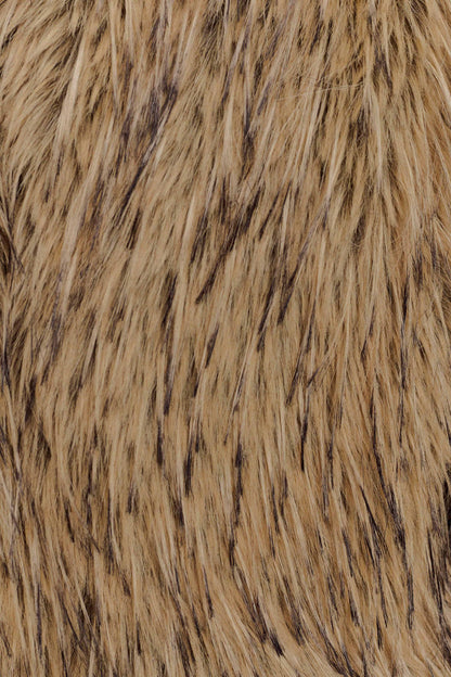 Ottie Mongolian Faux Fur Cropped Jacket - Brown Multi