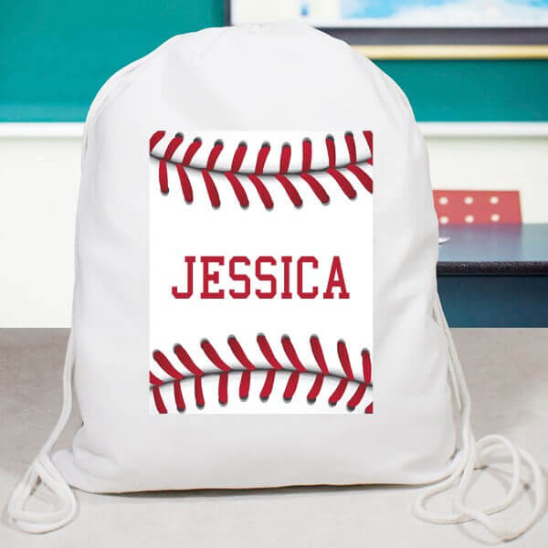Personalized Baseball Drawstring Bag