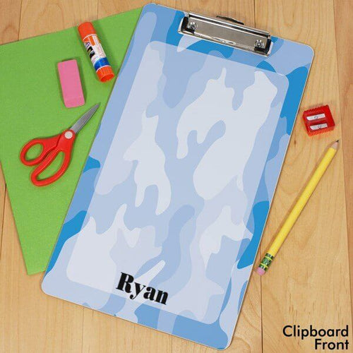 Personalized Blue Camo Clipboard