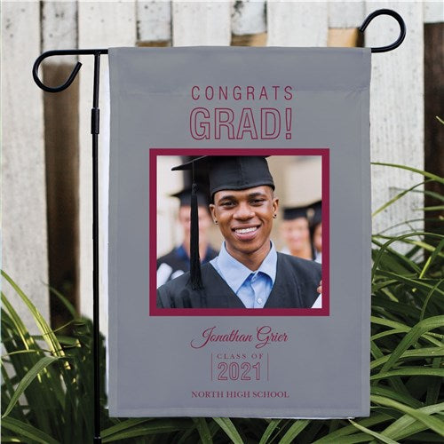 Personalized Congrats Grad Photo Garden Flag