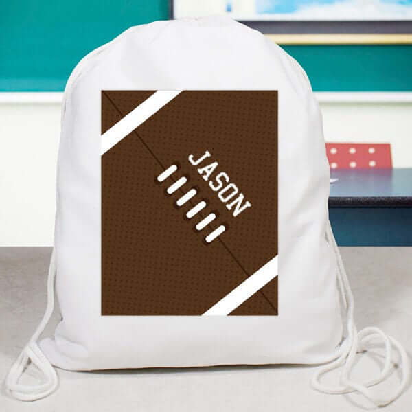 Personalized Football Drawstring Bag
