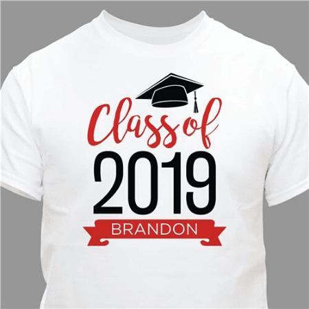Personalized Graduate Hat With Banner White T-Shirt