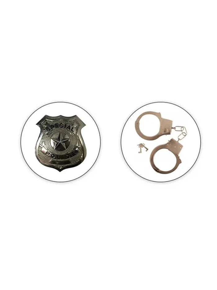 Police Badge & Metal Handcuffs Set - thefancydress.co.uk