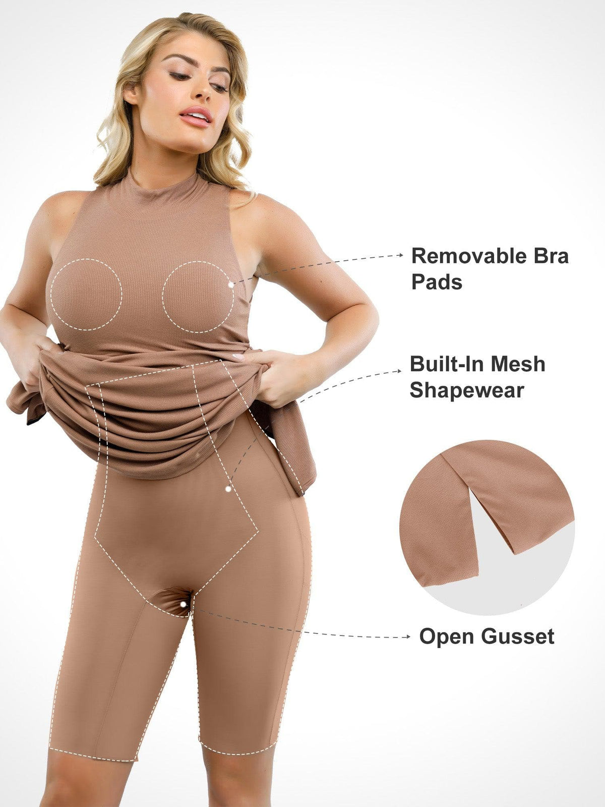 Shapewear Modal Sleeveless Mock Neck Slimming Maxi Dress