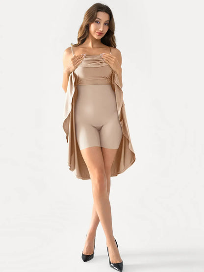 Shapewear Strappy Cowl Neck Fit & Flare Midi Dress