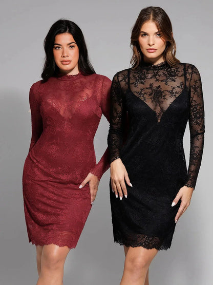 Shapewear 2-in-1 Lace Overlay Sculpting Dress