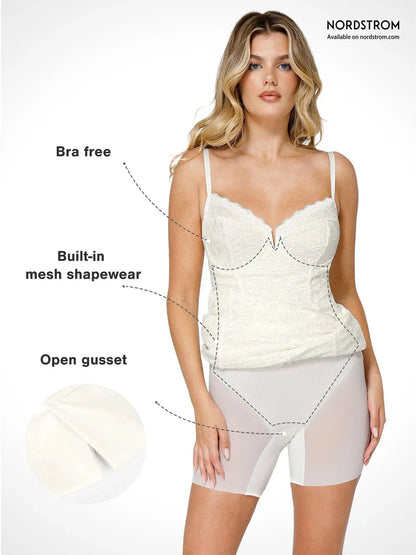 Shapewear All-Lace Hourglass Corset Side Slit Midi Dress