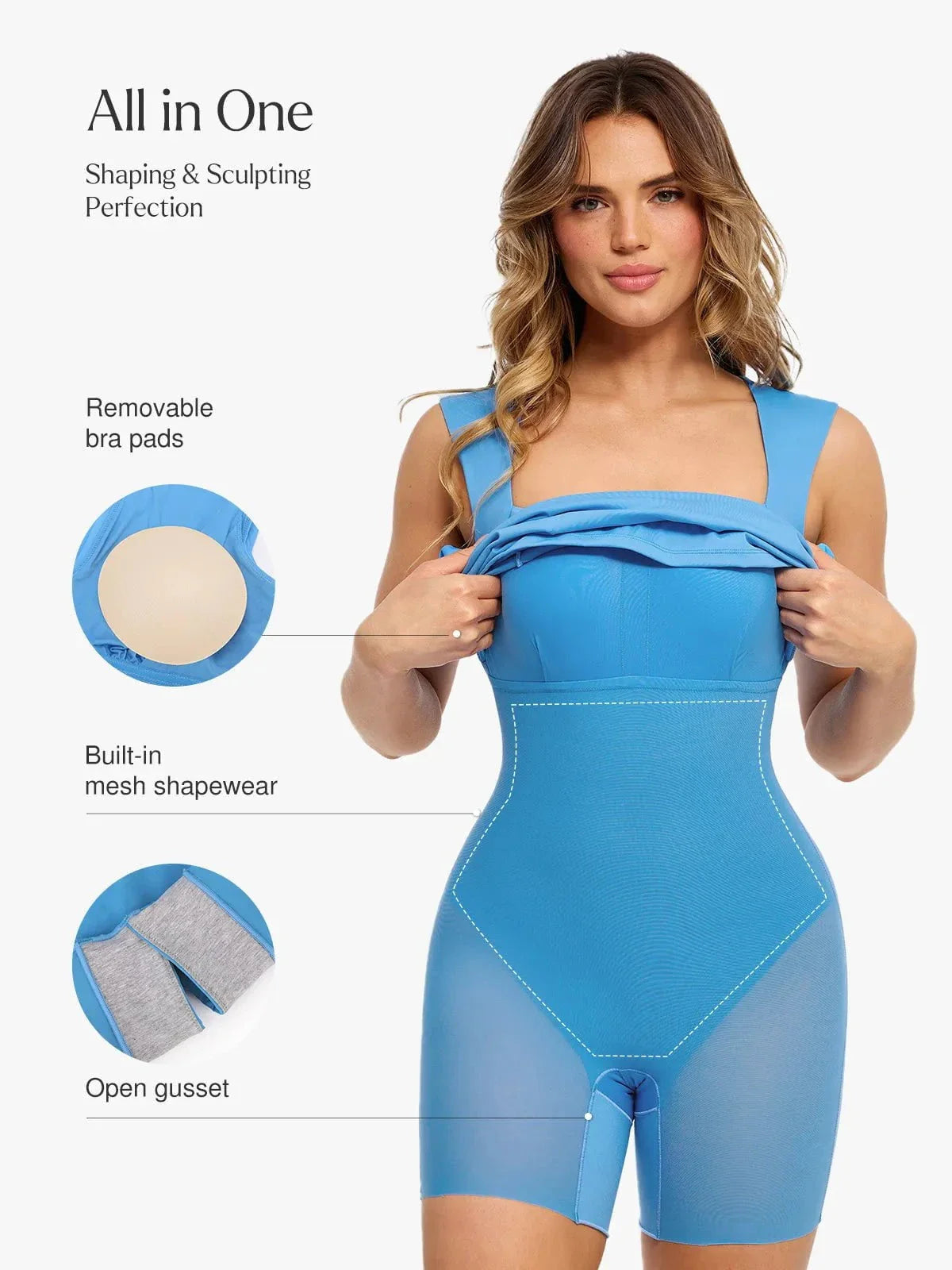 Shapewear Cut-in Square Neck Sculpting Midi Dress