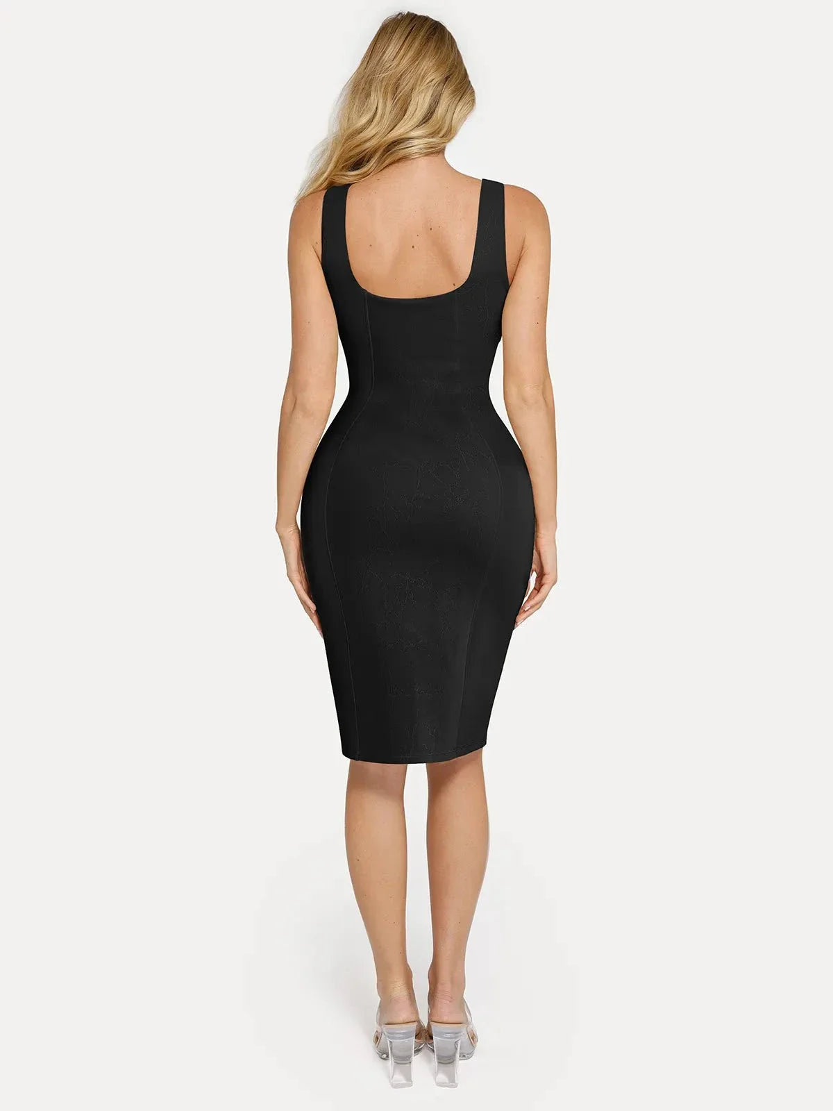 Shapewear Faux Nubuck Bodycon Sculpting Slit Midi Dress