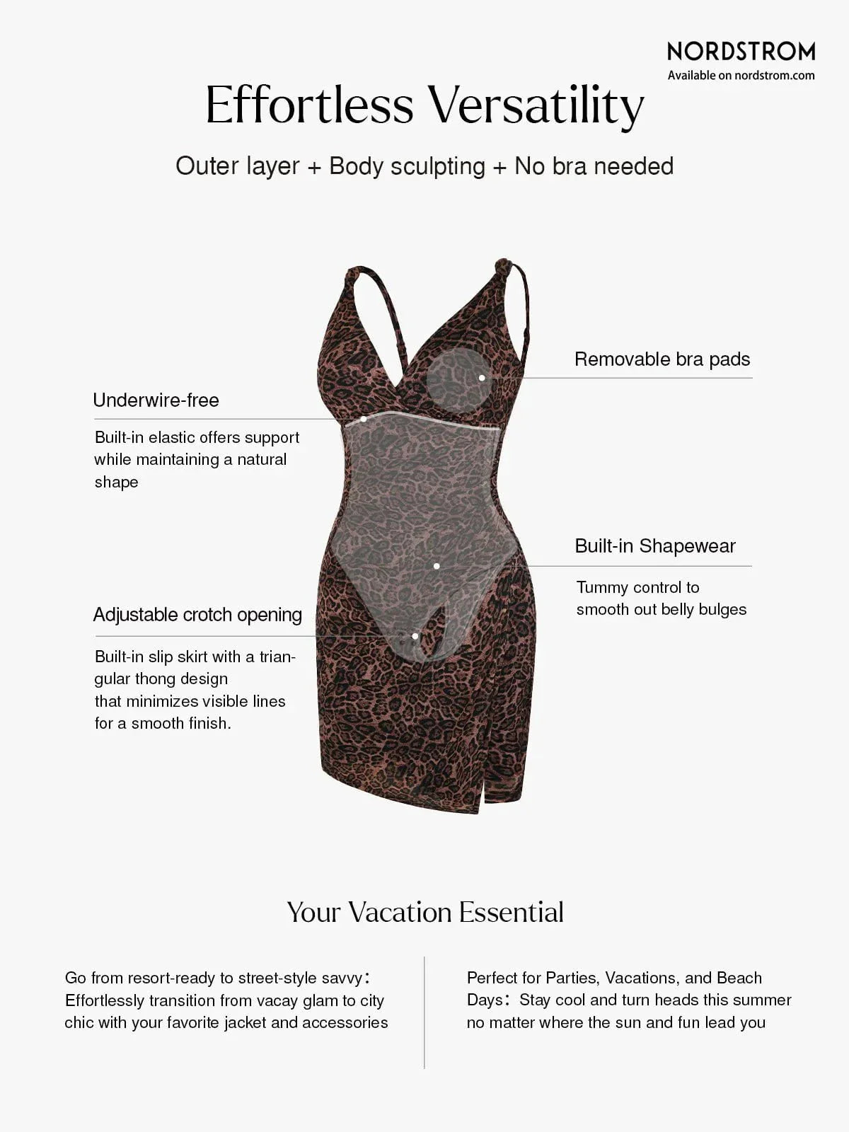 Shapewear Leopard Sculpting Side Slit Mini Dress