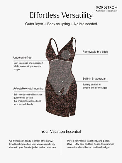 Shapewear Leopard Sculpting Side Slit Mini Dress