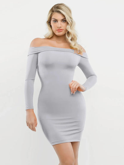 Shapewear Long Sleeve Off-the-Shoulder Bodycon Mini Dress